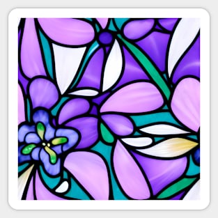 Violet Orchid Flower Abstract Art - Stained Glass Sticker